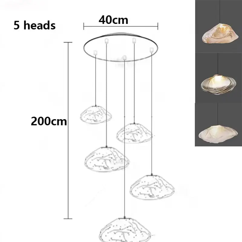 Suspension luminaire cascade en verre organique moderne