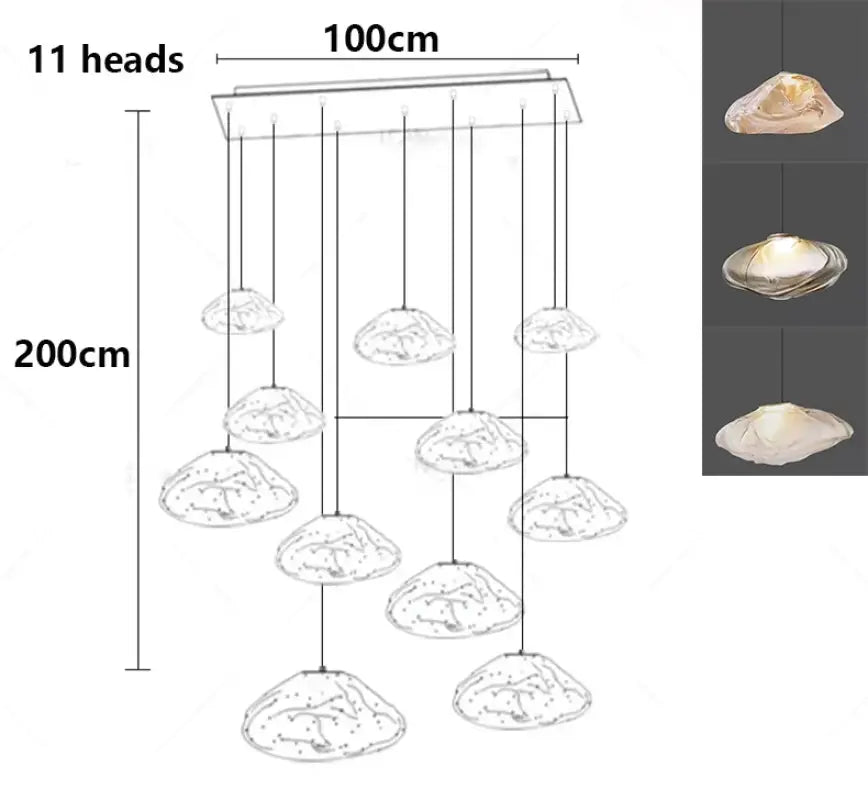 Suspension luminaire cascade en verre organique moderne