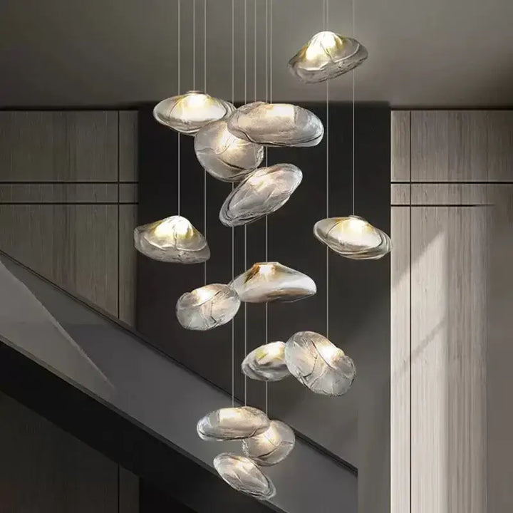 Suspension luminaire cascade en verre organique moderne