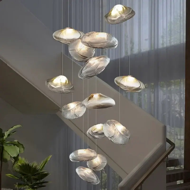 Suspension luminaire cascade en verre organique moderne