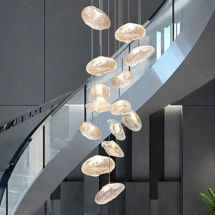 Suspension luminaire cascade en verre organique moderne