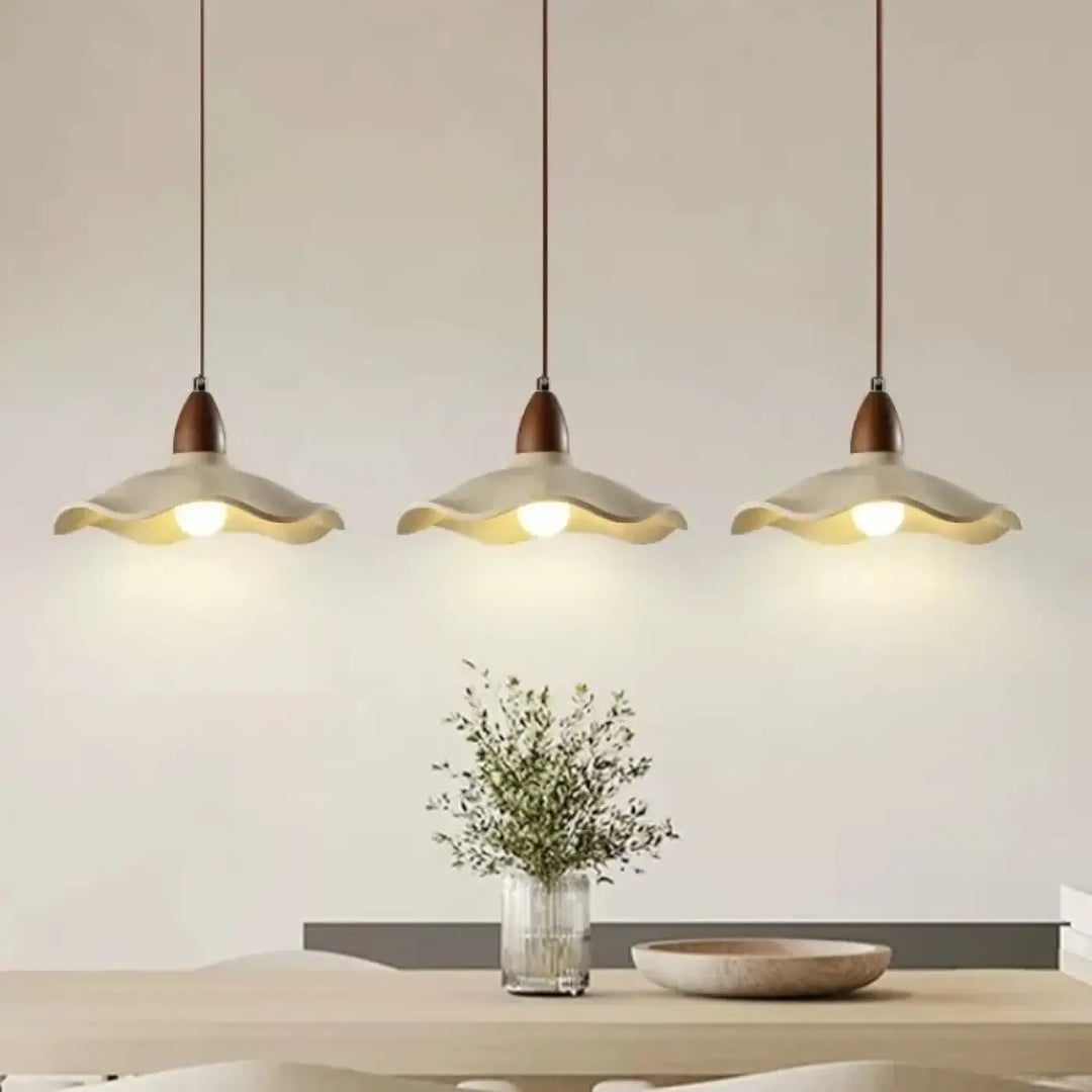 Suspension luminaire céramique blanc à forme ondulée moderne