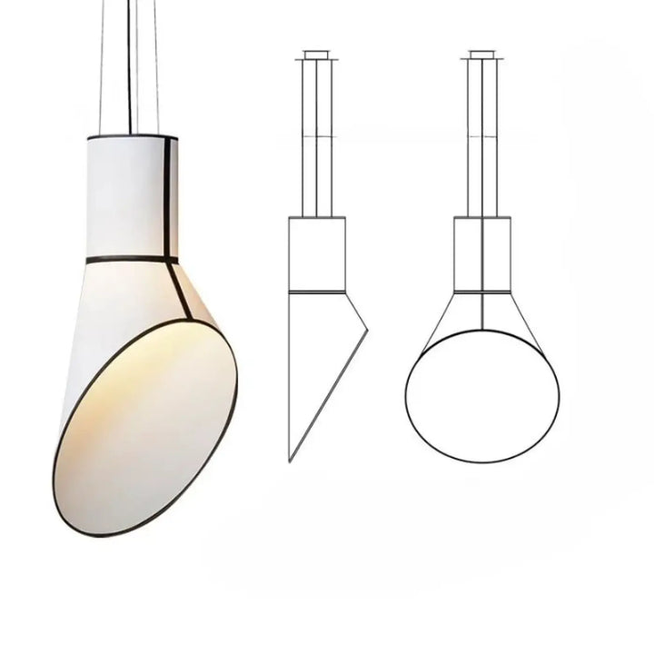Suspension luminaire biazo blanc moderne avec design géométrique et lumière chaude idéal pour modern horn standing