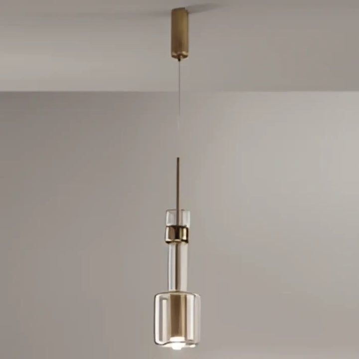 Suspension luminaire vitria avec cadre en métal laiton et verre soufflé clear pour décoration intérieure moderne