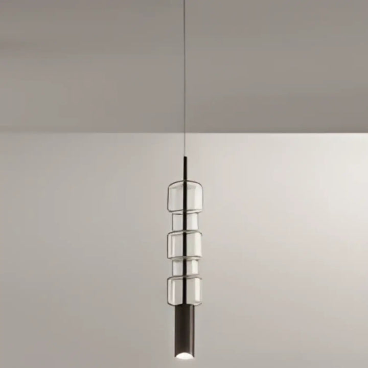 Suspension luminaire vitria avec cubes en verre soufflé clair suspendus à une fine tige noire luminaire décorative moderne