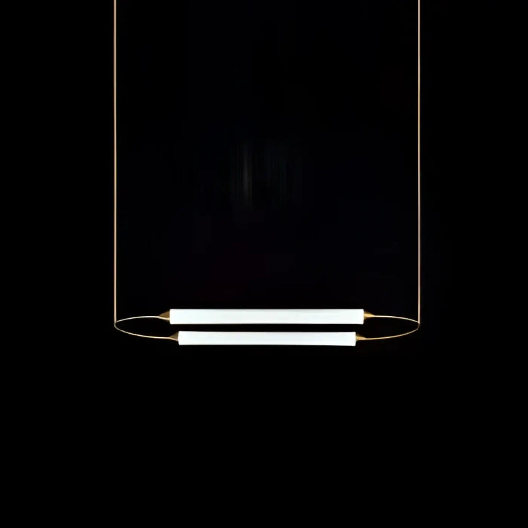Suspension luminaire orsen avec deux sources lumineuses led blanches en seule couleur suspendues par fils dorés