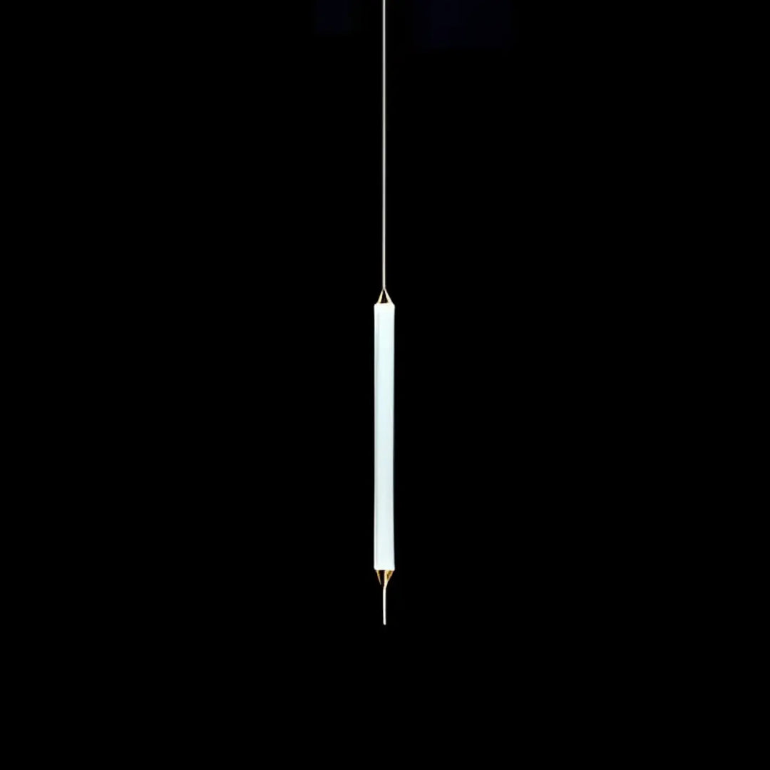 Suspension luminaire orsen en seule couleur blanche avec sources lumineuses cylindre minimaliste et pointe métallique