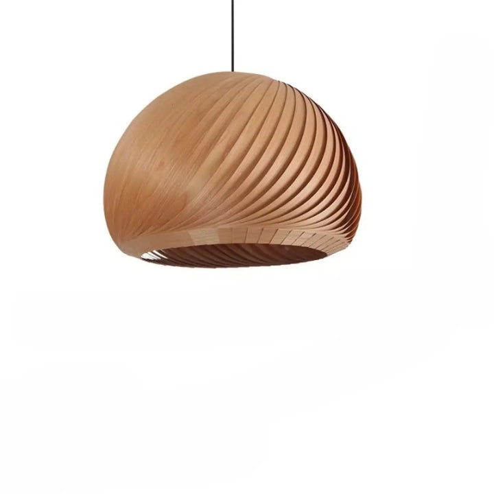 Suspension luminaire luvia en bois aux formes avec design en chêne naturel et structure nervurée contemporaine