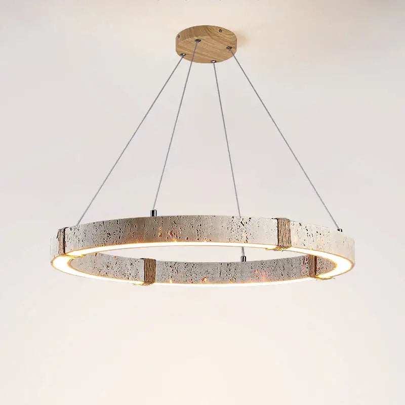 Suspension design circulaire led style travertin elegance