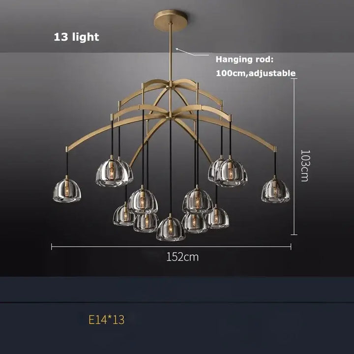 Suspension design en cloches de verre fumé clair chic