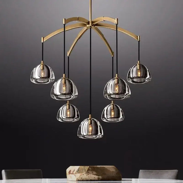 Suspension design en cloches de verre fumé clair chic