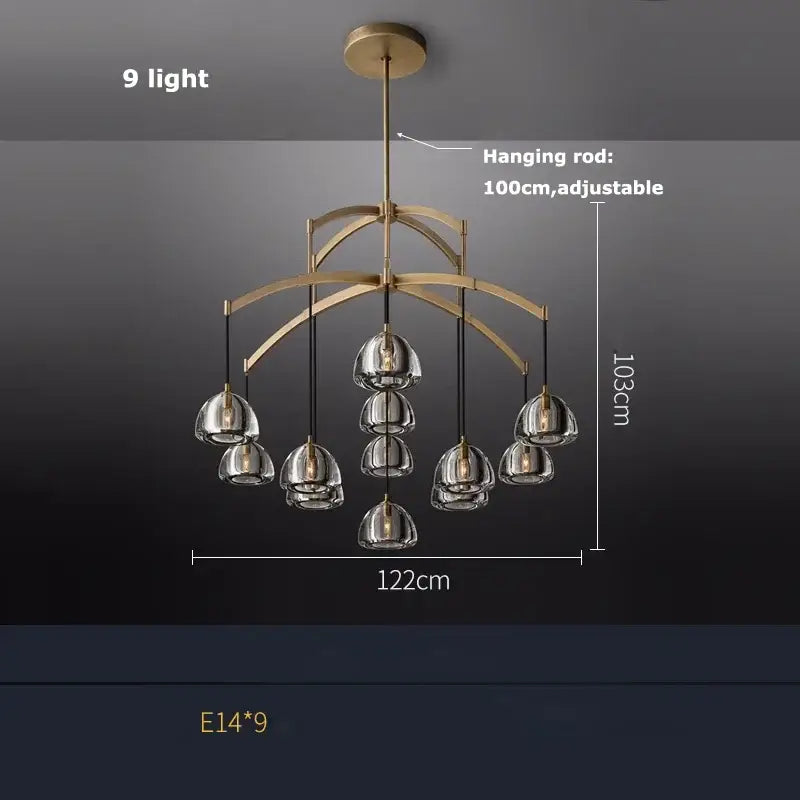 Suspension design en cloches de verre fumé clair chic