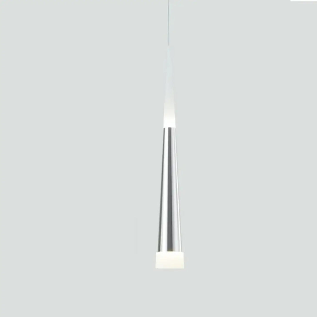 Suspension luminaire dartel avec corps conique chrome et diffuseur blanc givré design minimaliste moderne