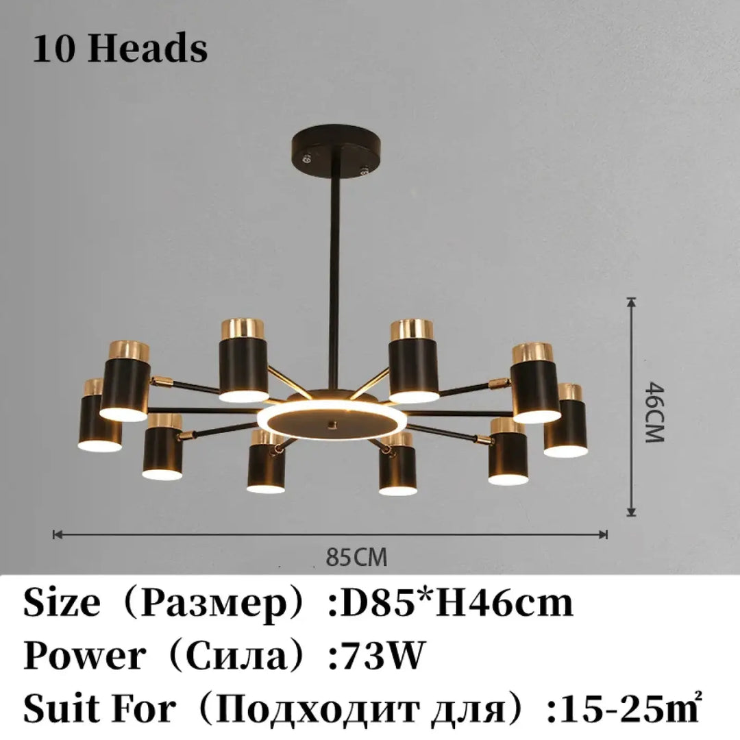 Suspension luminaire design élégant en métal noir et doré