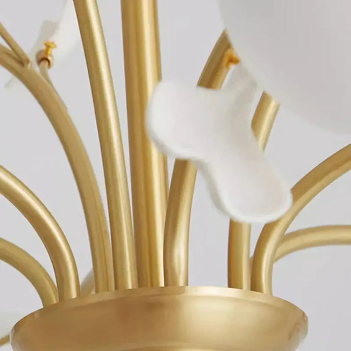 Suspension design floral en métal style blanc doré