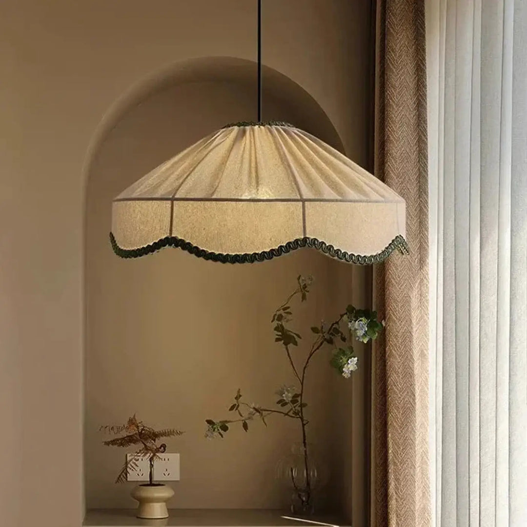 Suspension luminaire design japonais en tissu blanc style zen