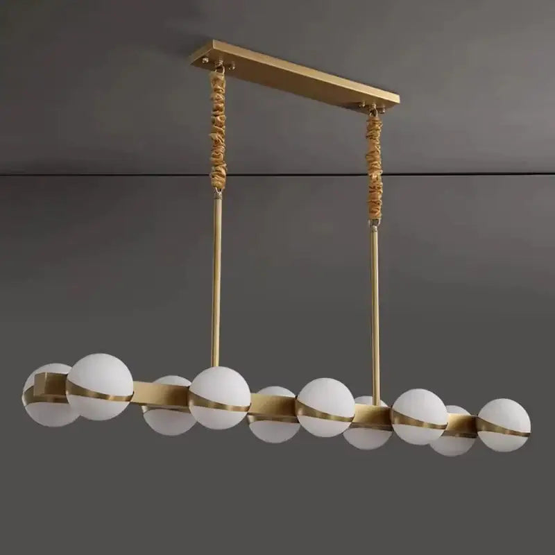 Luminaire suspendu design linéaire doré et corde style moderne