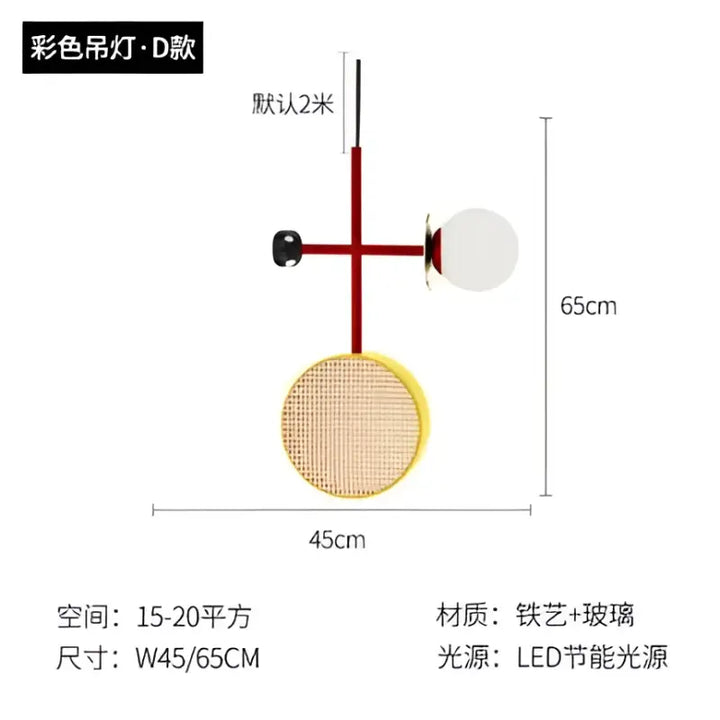Suspension luminaire design moderne aux couleurs vives design