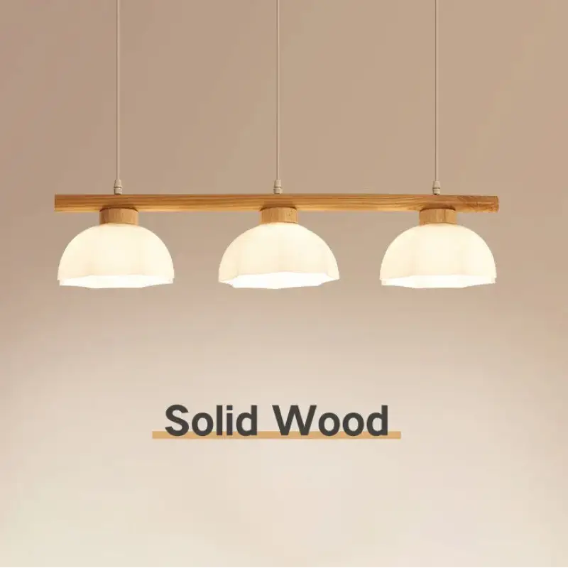 Suspension design moderne en bois et verre blanc beige