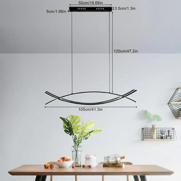 Suspension moderne led sculpturale noire style élégant