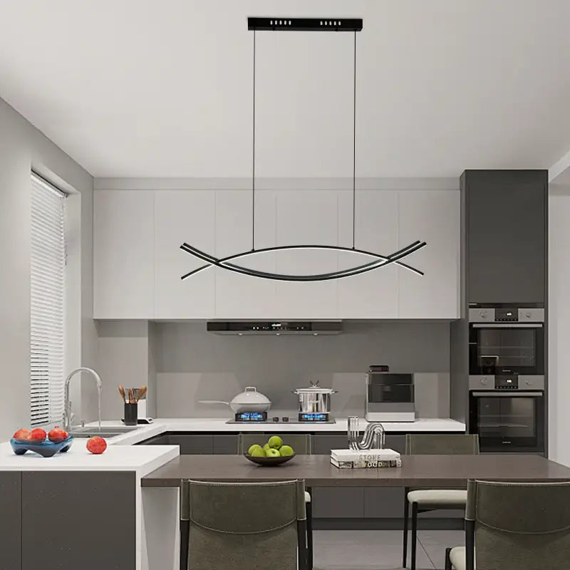 Suspension moderne led sculpturale noire style élégant