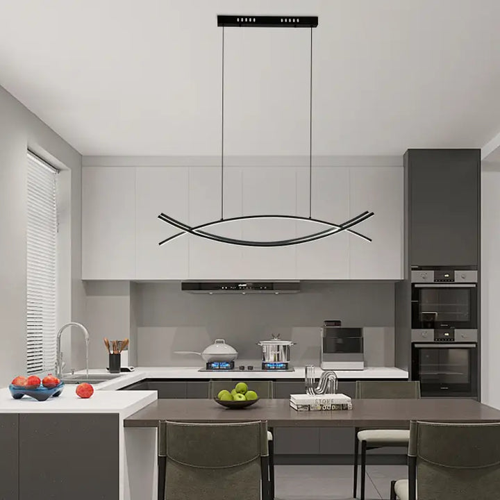 Suspension moderne led sculpturale noire style élégant