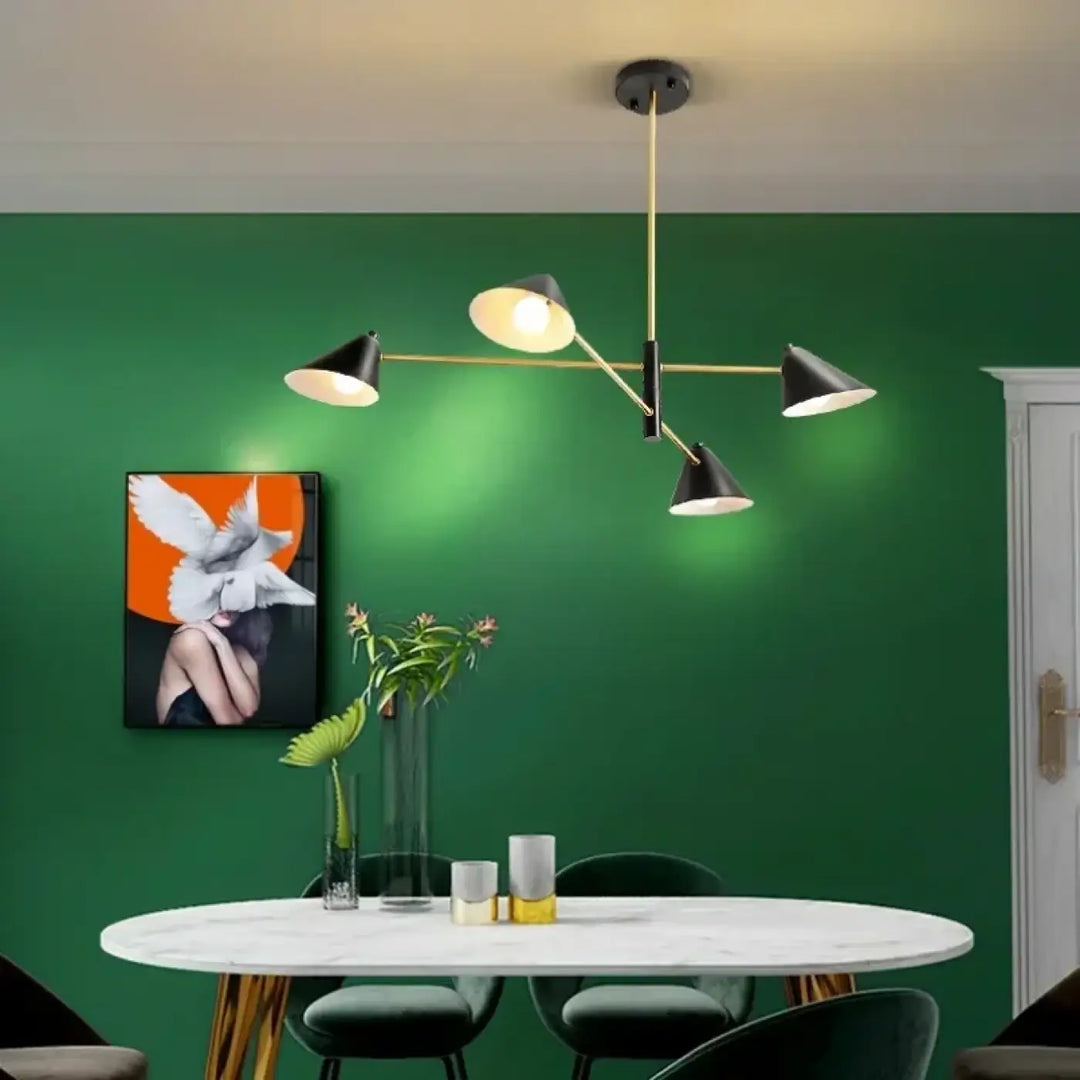 Suspension luminaire design moderne métal noir doré élégant