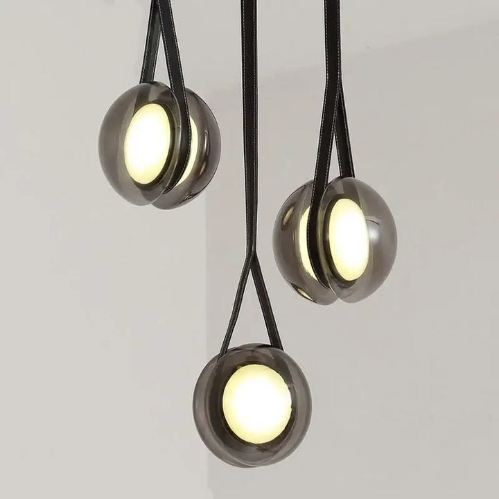 Suspension luminaire design moderne rond en métal anthracite