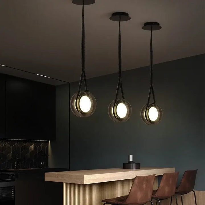 Suspension luminaire design moderne rond en métal anthracite