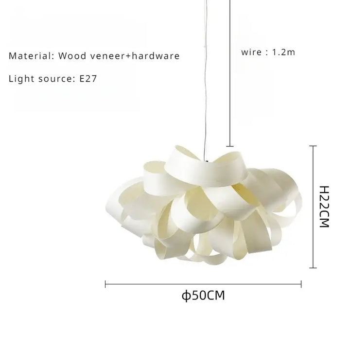 Suspension luminaire design organique en rubans de bois naturel
