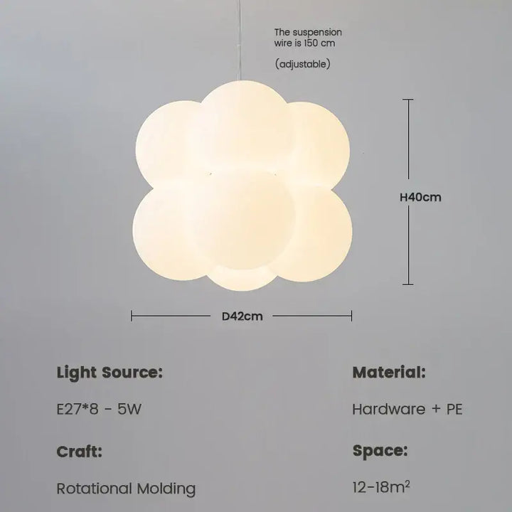 Suspension luminaire design en pe blanc et métal