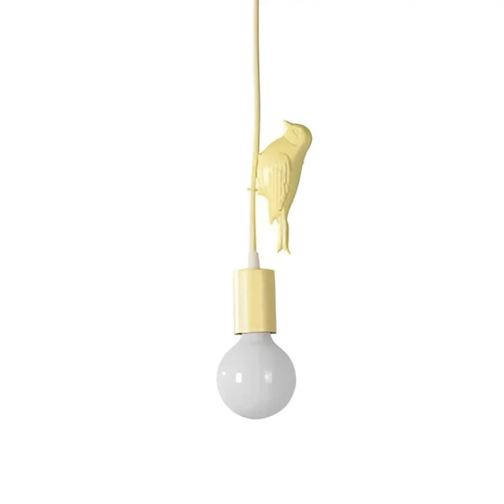 Suspension luminaire alya en forme d’oiseau jaune avec finition mate et ampoule apparente pour chambre suspension luminaire