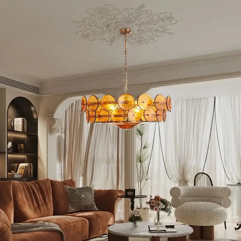 Suspension design rétro en disques de verre vintage