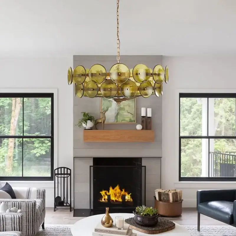 Suspension design rétro en disques de verre vintage