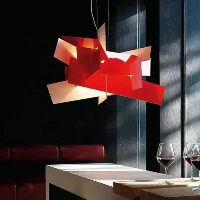 Suspension Luminaire Design Sculptural Rouge Ou Blanc Chic Élégant