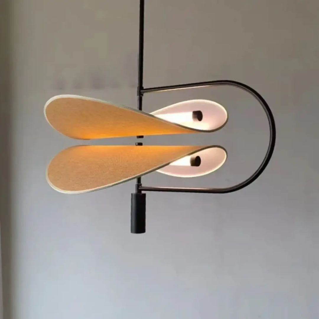 Suspension luminaire design sculpturale en tissus et métal