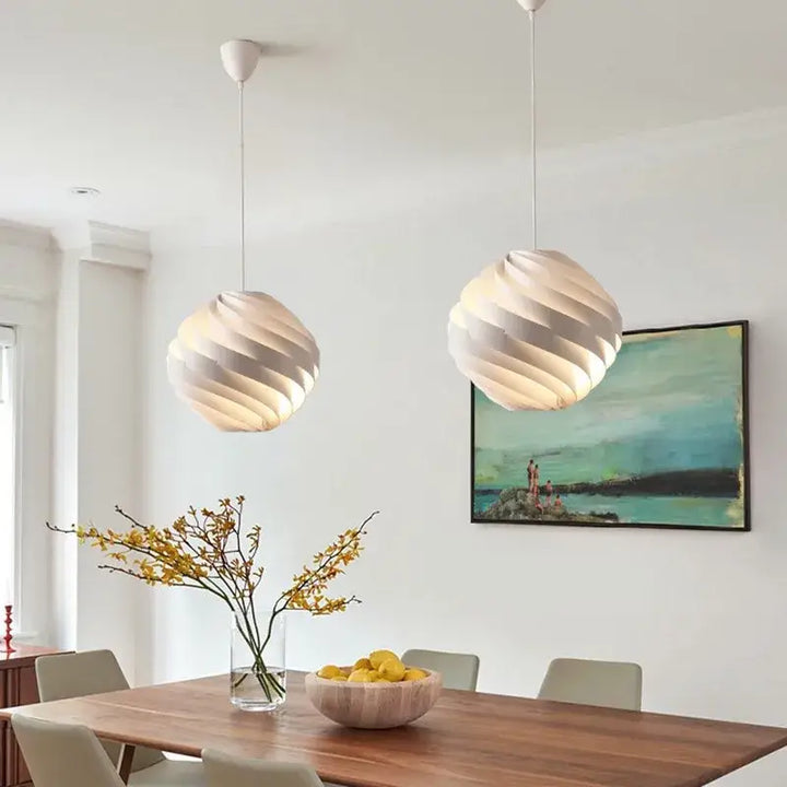 Suspension luminaire design spirale blanche moderne élégante