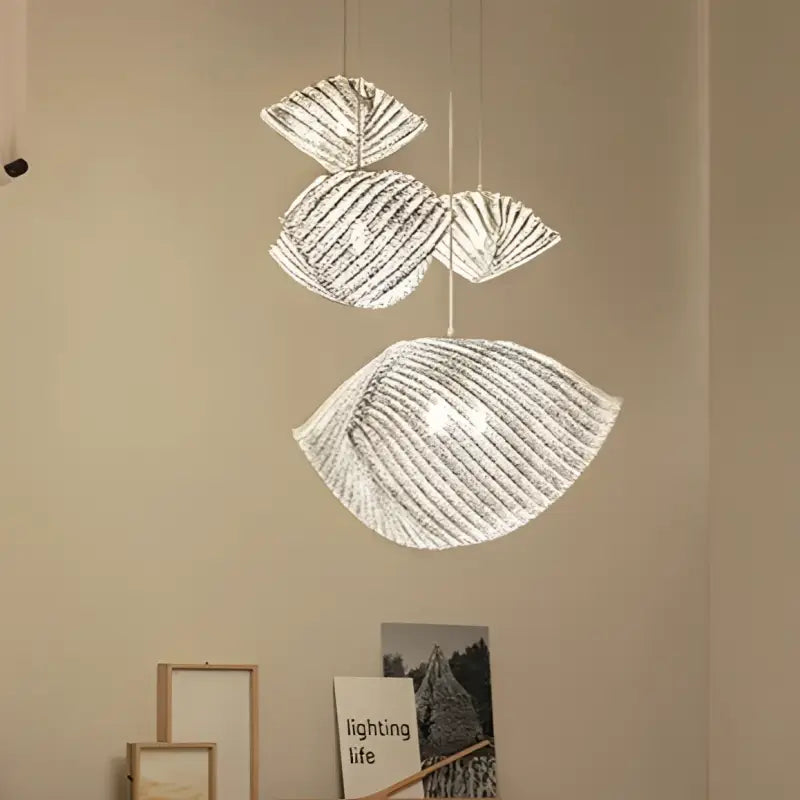Suspension luminaire design en verre ondulé moderne style nacré