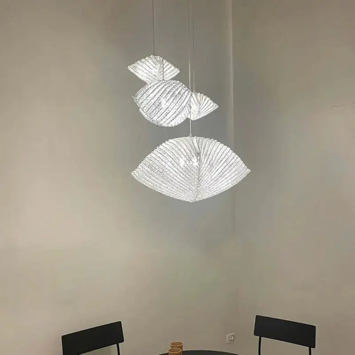 Suspension luminaire design en verre ondulé moderne style nacré