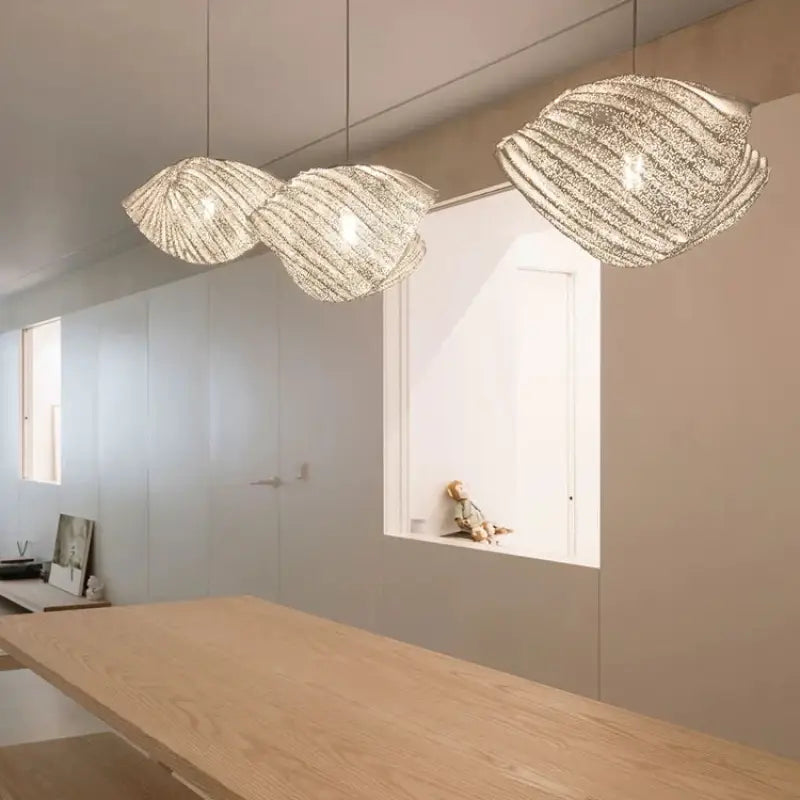 Suspension luminaire design en verre ondulé moderne style nacré