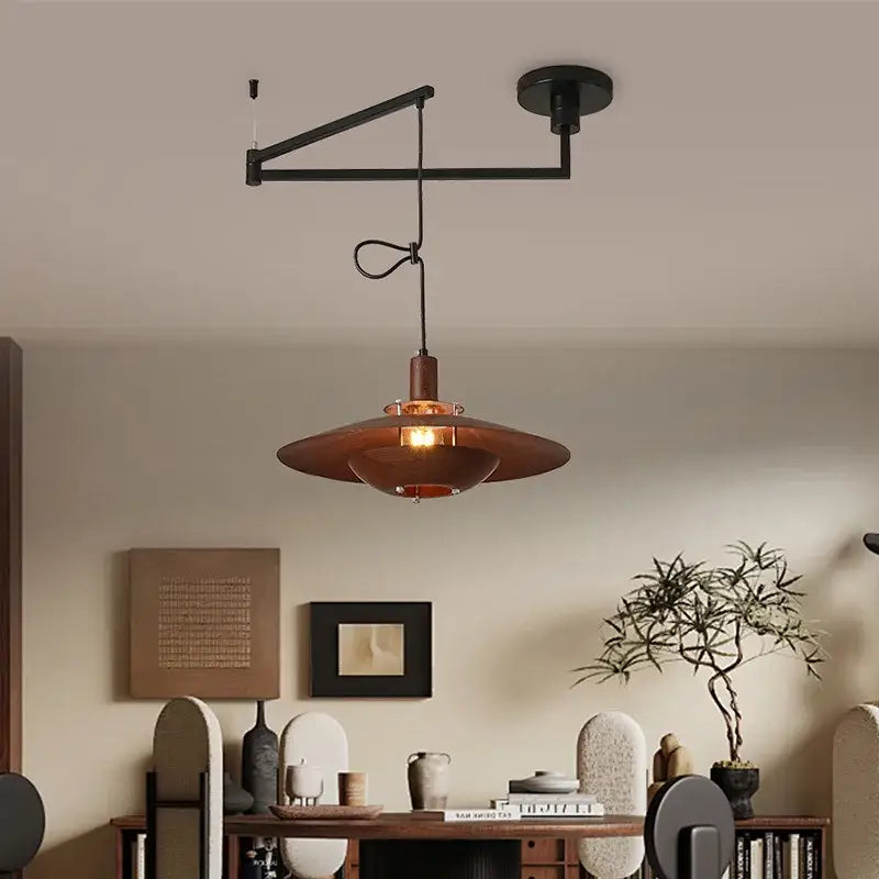 Suspension luminaire design vintage au fini marron et noir