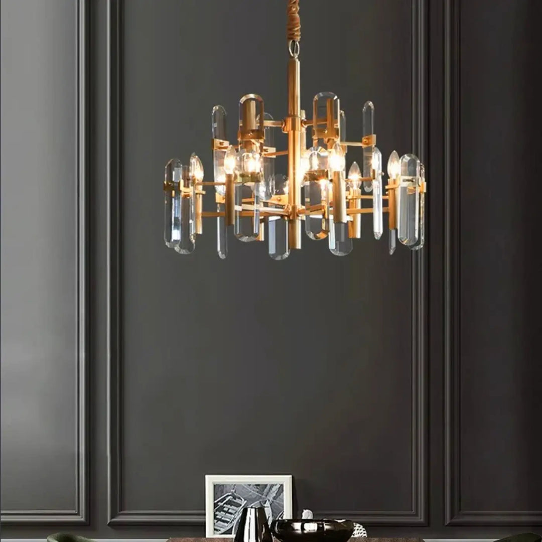 Suspension luminaire doré noir avec design élégant