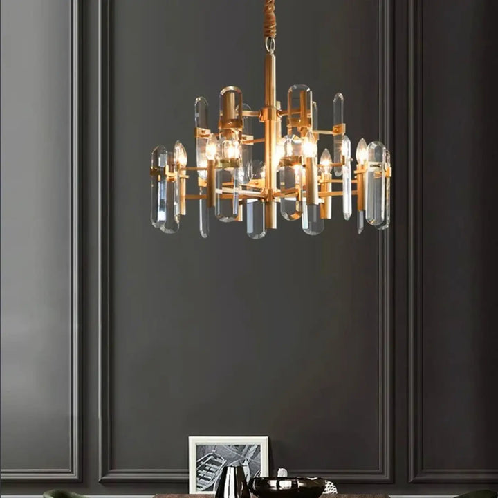 Suspension luminaire doré noir avec design élégant
