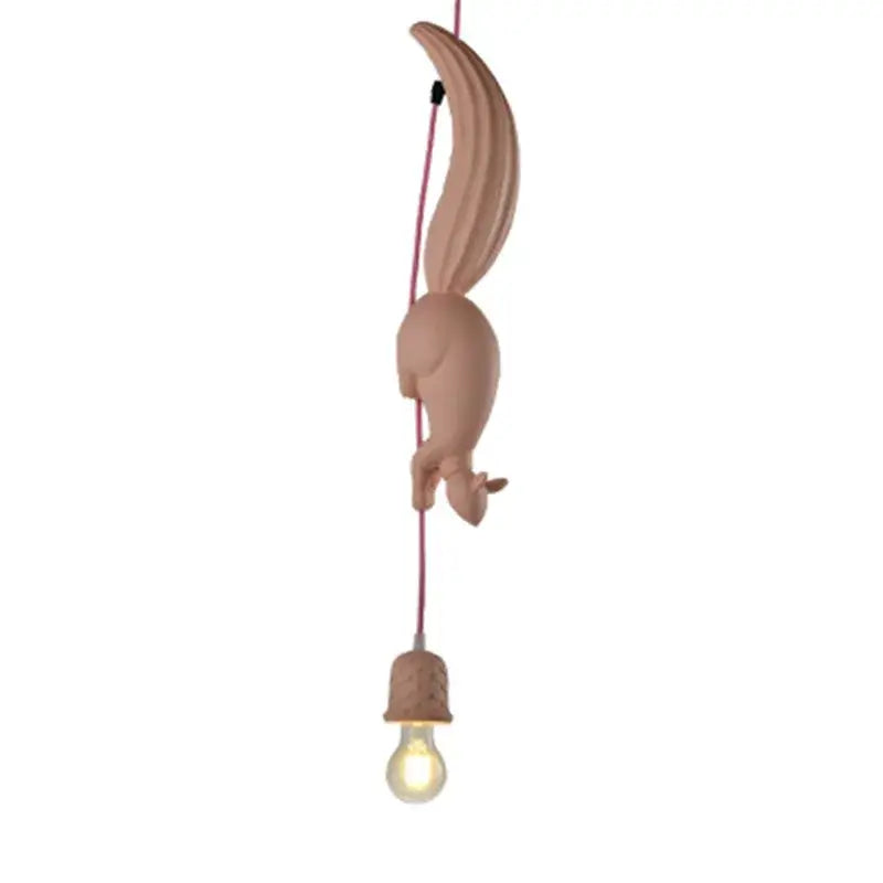 Suspension Luminaire Écureuil Blanc Rose Bleu Style Fantaisie