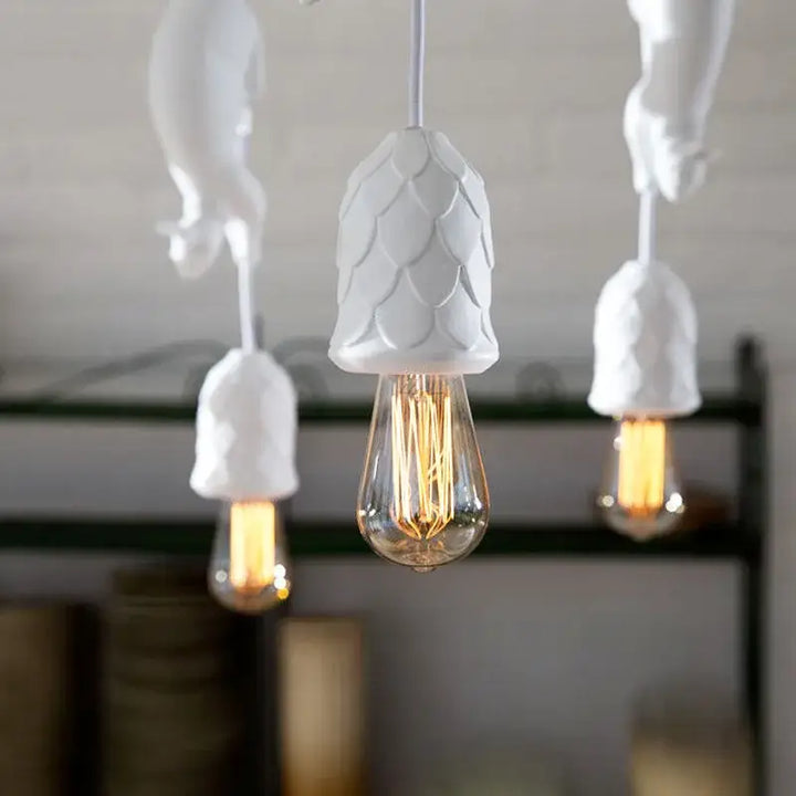 Suspension Luminaire Écureuil Blanc Rose Bleu Style Fantaisie