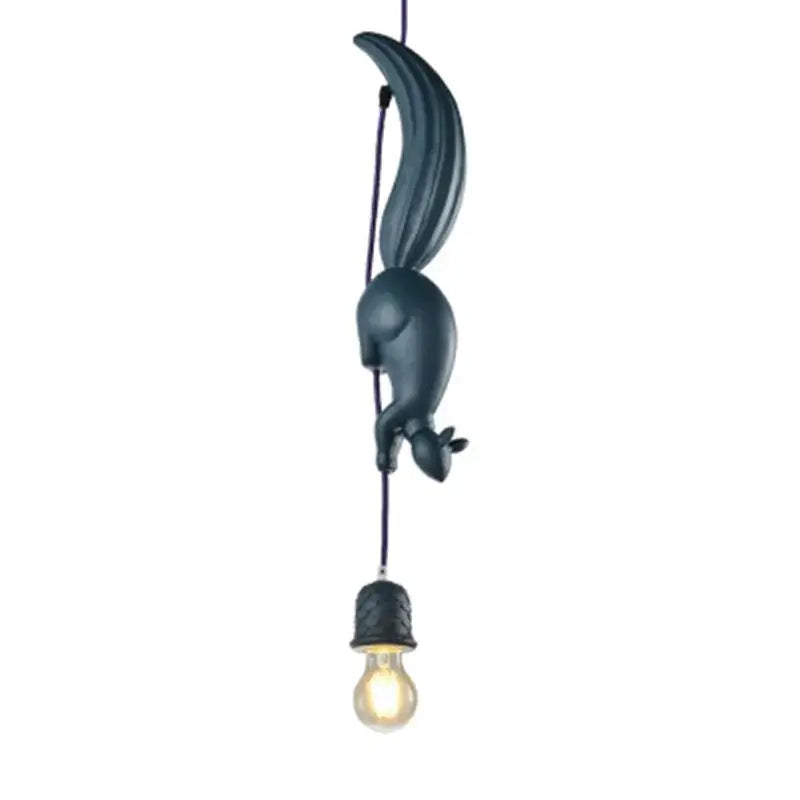 Suspension Luminaire Écureuil Blanc Rose Bleu Style Fantaisie
