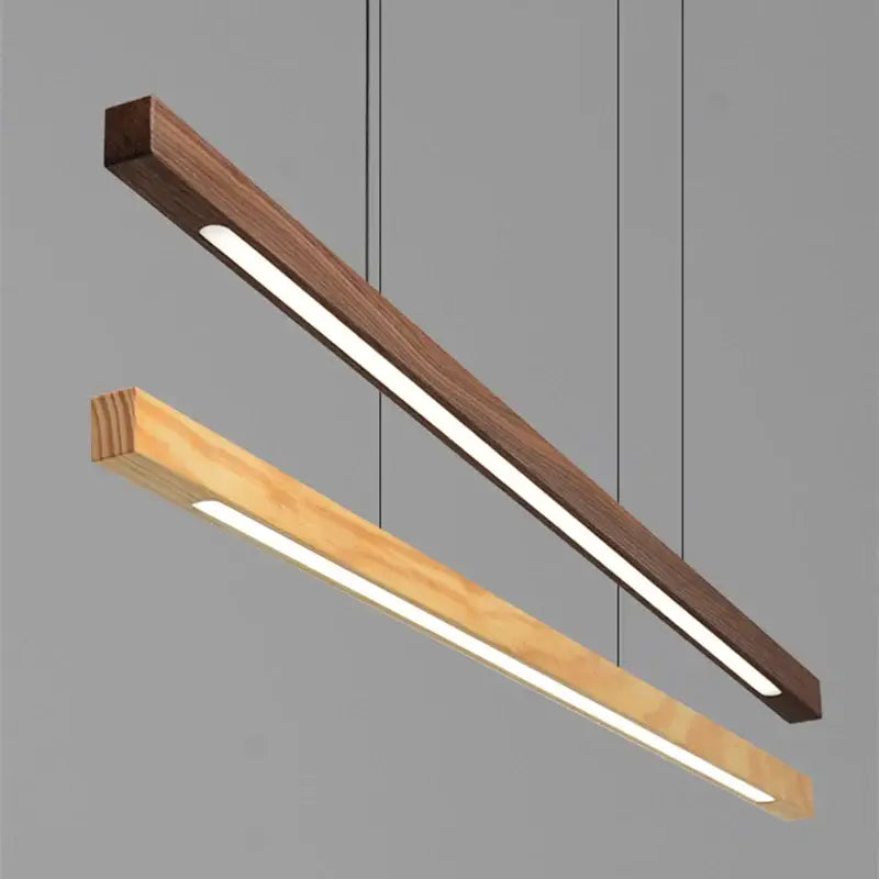 Suspension Luminaire Effet Bois Claire Ou Foncé À LED Câbles Réglables