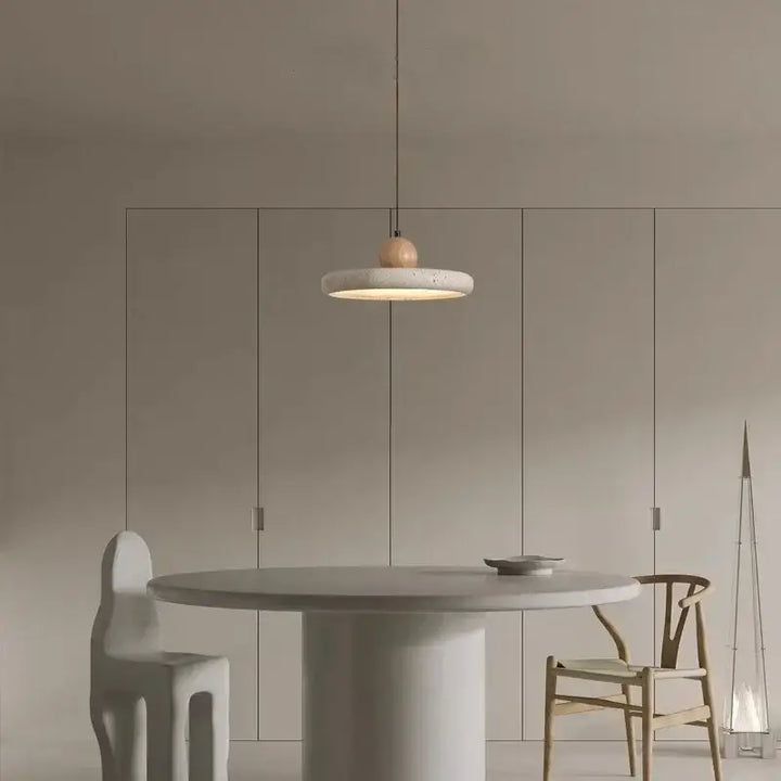 Suspension Luminaire Effet Pierre Ponce Blanche Design Minéral