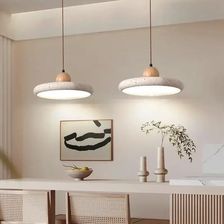Suspension Luminaire Effet Pierre Ponce Blanche Design Minéral