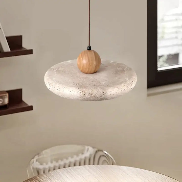 Suspension Luminaire Effet Pierre Ponce Blanche Design Minéral